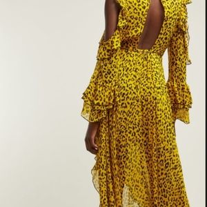 dvf ruffle sleeve high low maxi dress